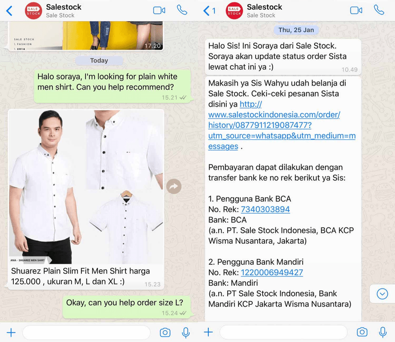 Selling products via WhatsApp